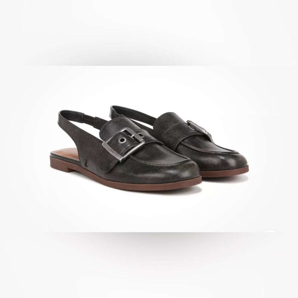 Women’s Black Slingback Loafers with Buckle - Picture 2 of 10
